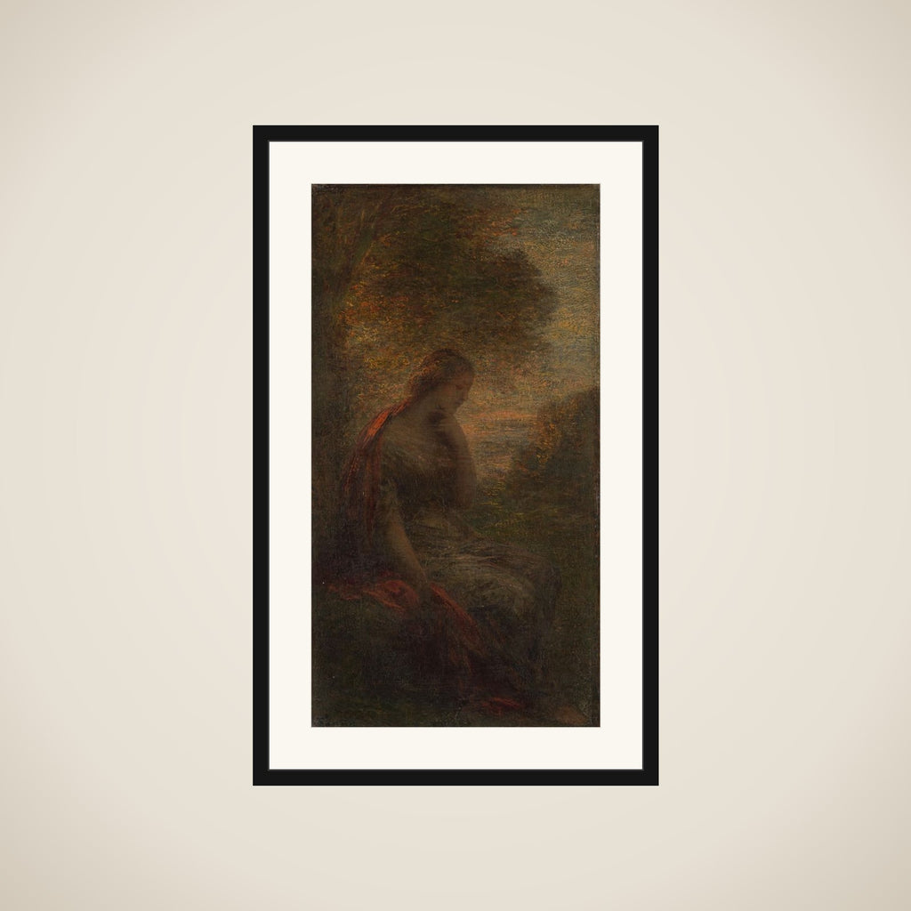 Young Woman under a Tree at Sunset, called 'Autumn' framed