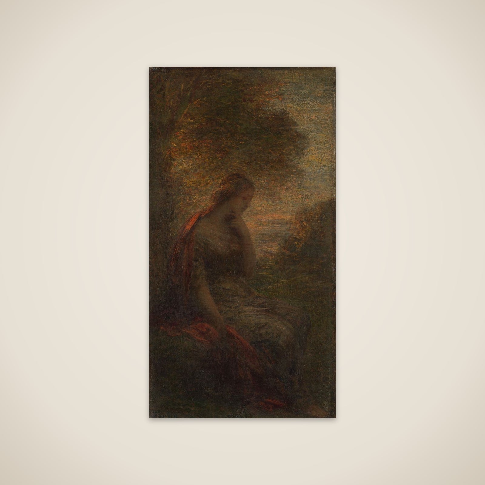 Young Woman under a Tree at Sunset, called 'Autumn' unframed print