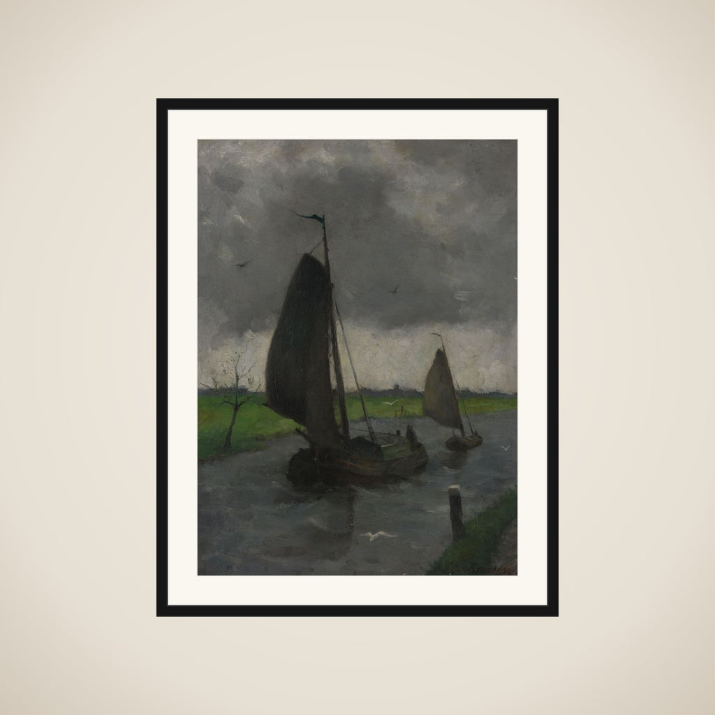 Watercourse with Sail Barges framed