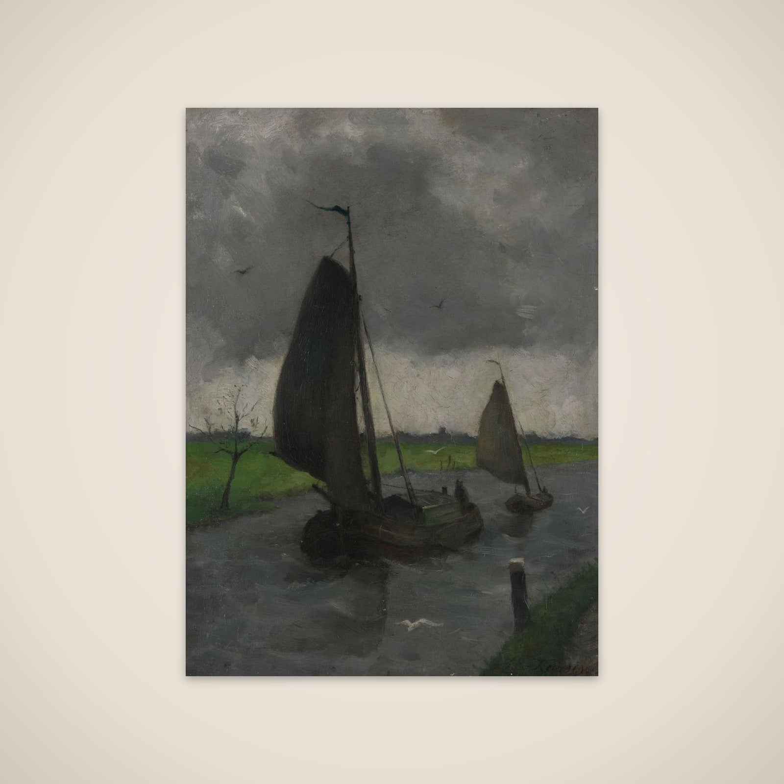 Watercourse with Sail Barges unframed print