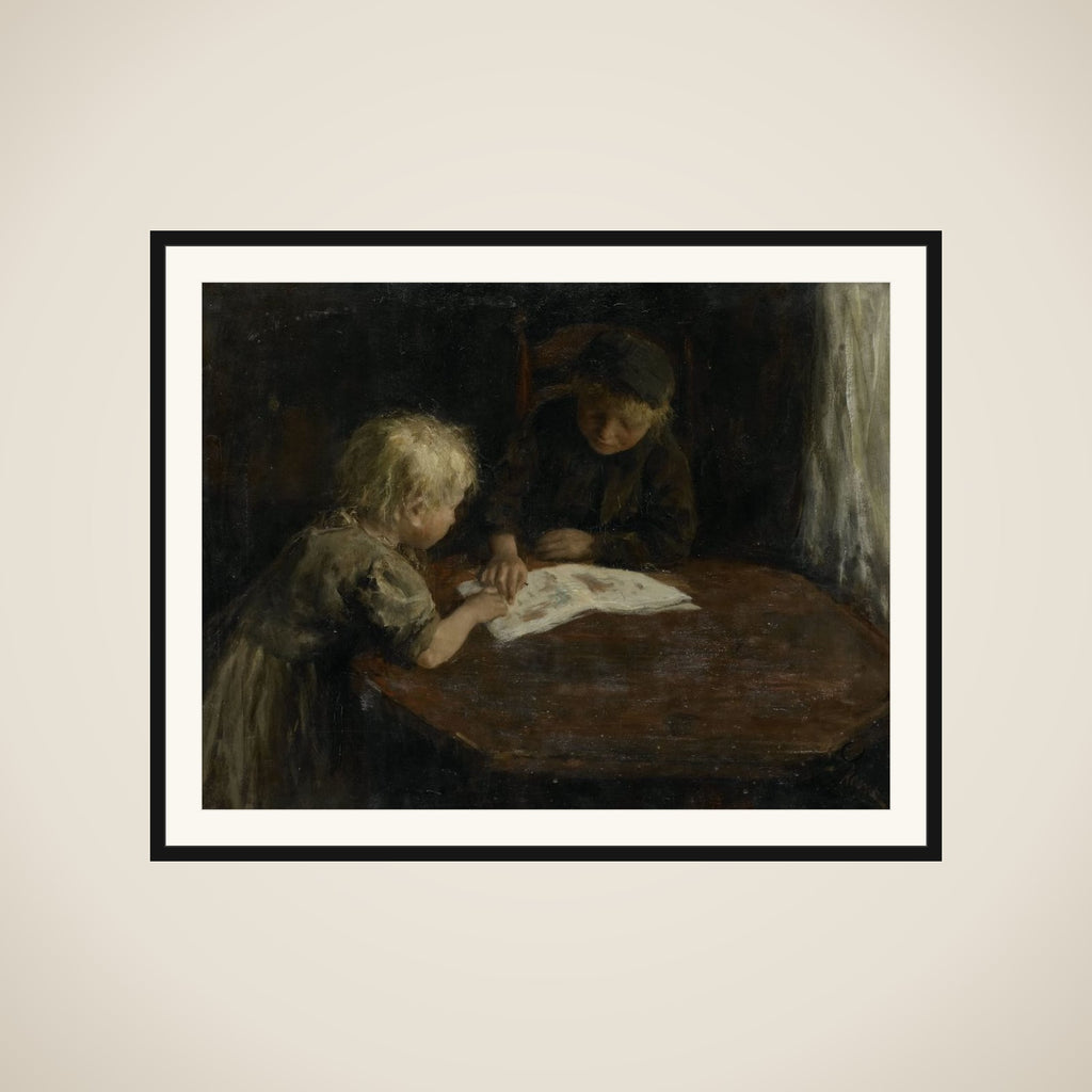 Children with a Picture-book framed