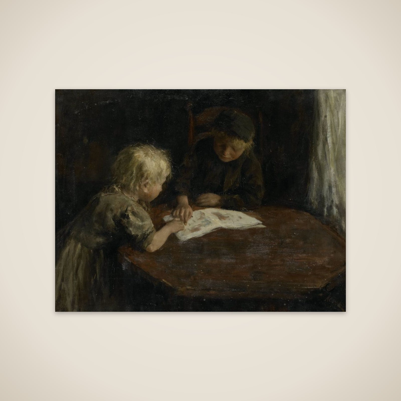 Children with a Picture-book unframed print
