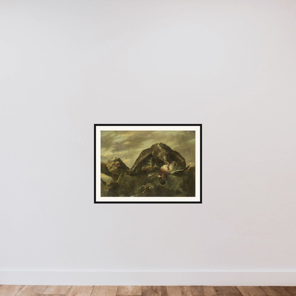 Eagles on the Cliffs framed — shown to scale