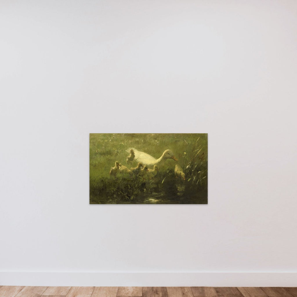 Witte eend met kiekens unframed — shown to scale