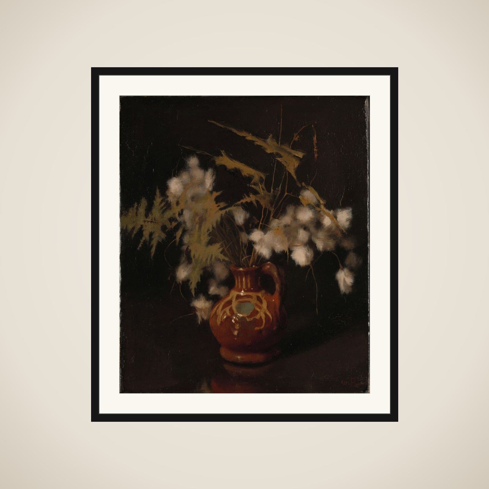 Fluffy Flowers in a Jug framed