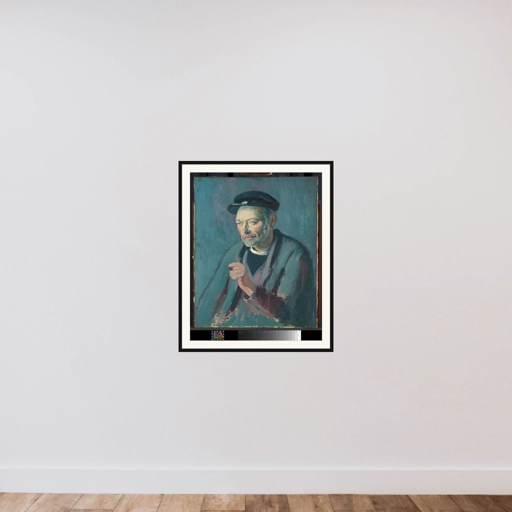 Man with a Pipe framed — shown to scale
