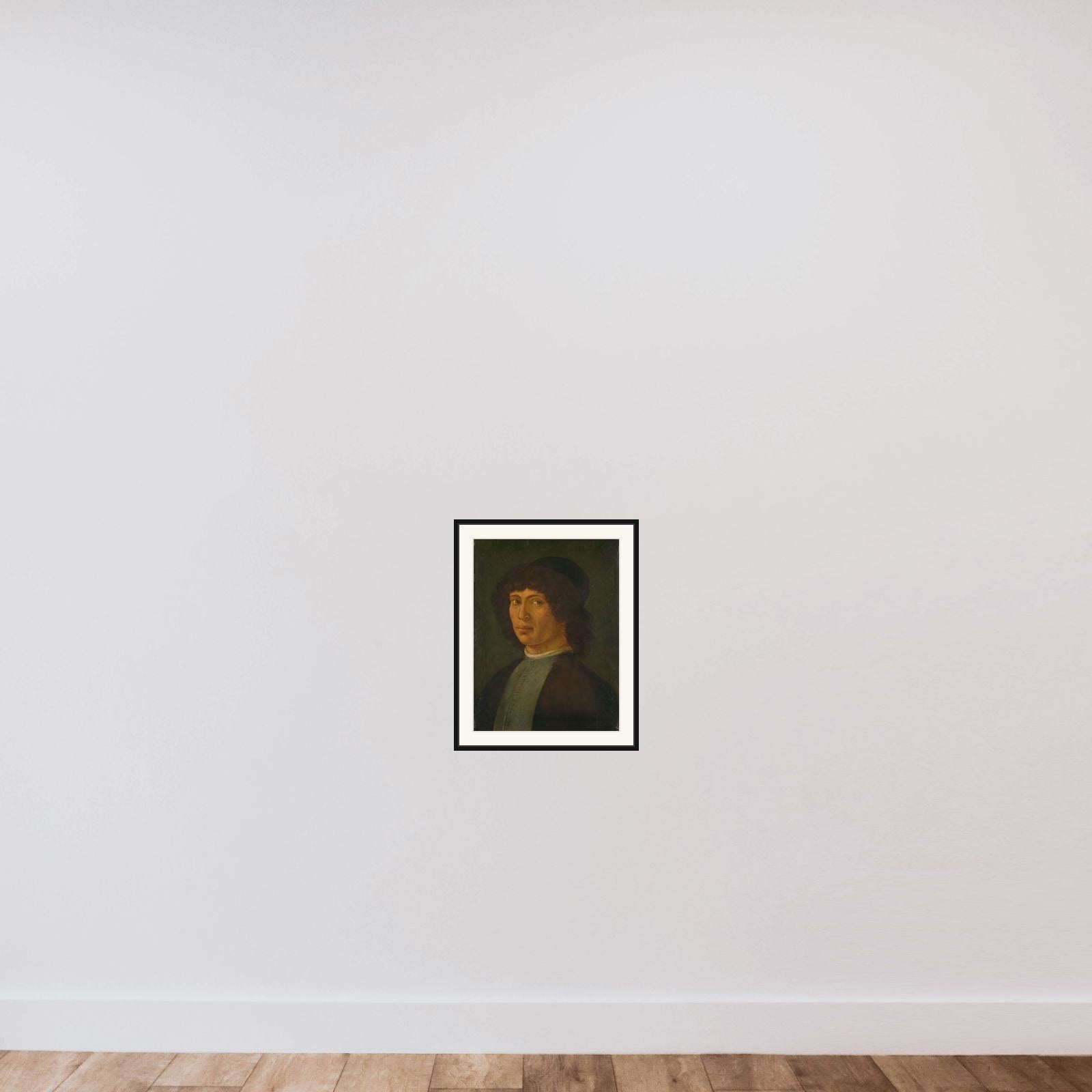 Portrait of a Young Man framed — shown to scale