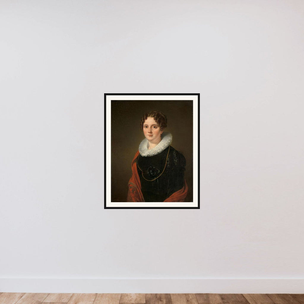 Marie Allebé-Herckenrath, Grandmother of the Painter August Allebé framed — shown to scale