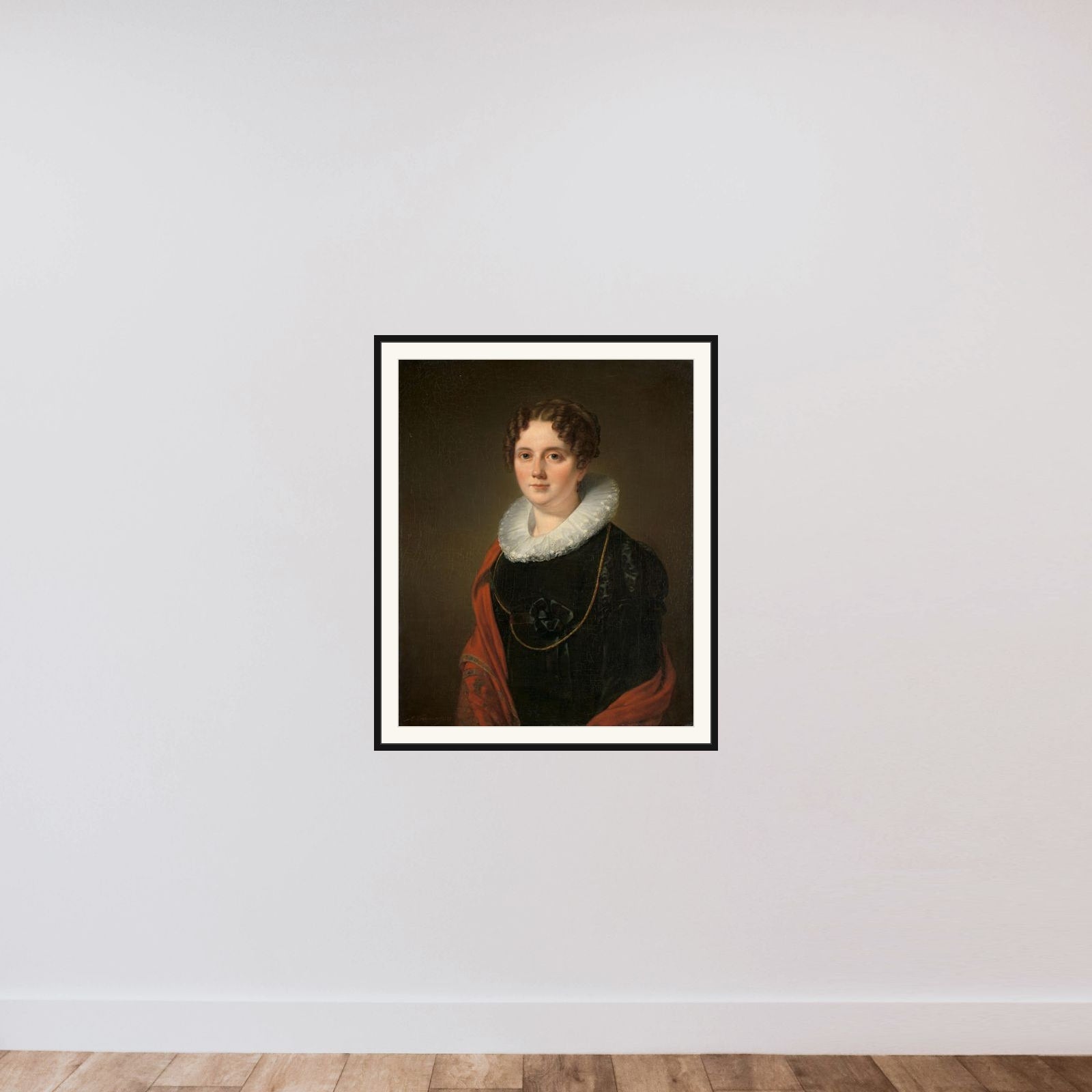 Marie Allebé-Herckenrath, Grandmother of the Painter August Allebé framed — shown to scale