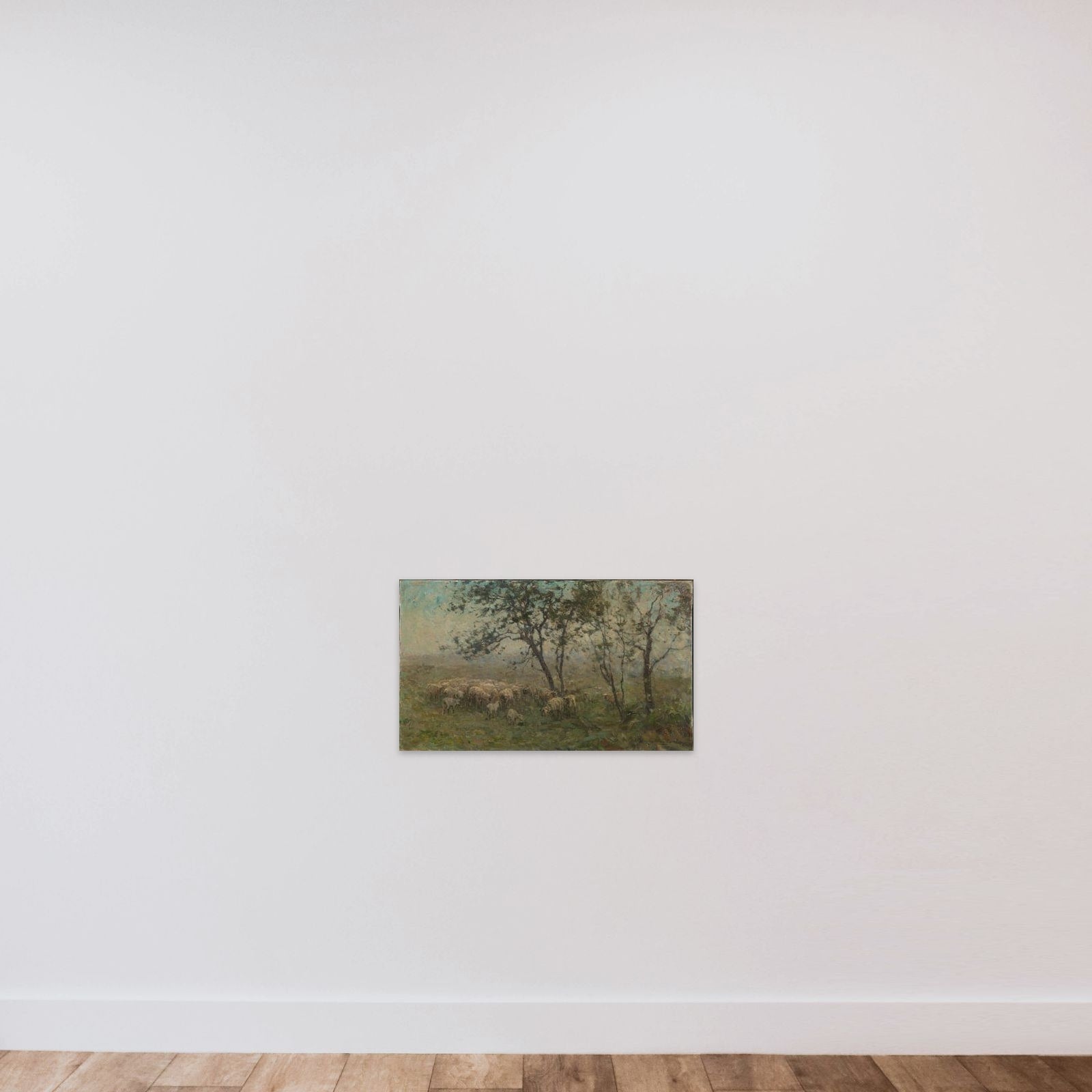 A Flock of Sheep unframed — shown to scale