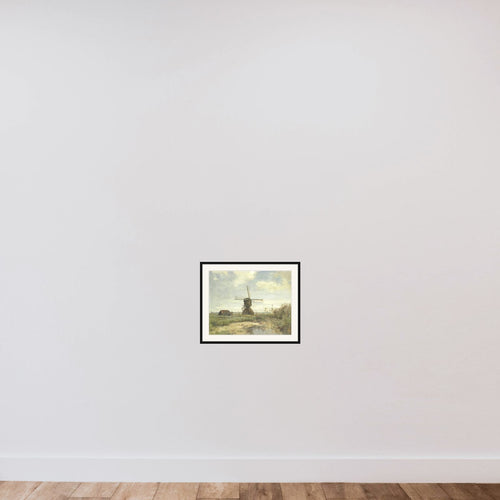 'Sunny Day', a Windmill on a Waterway framed — shown to scale