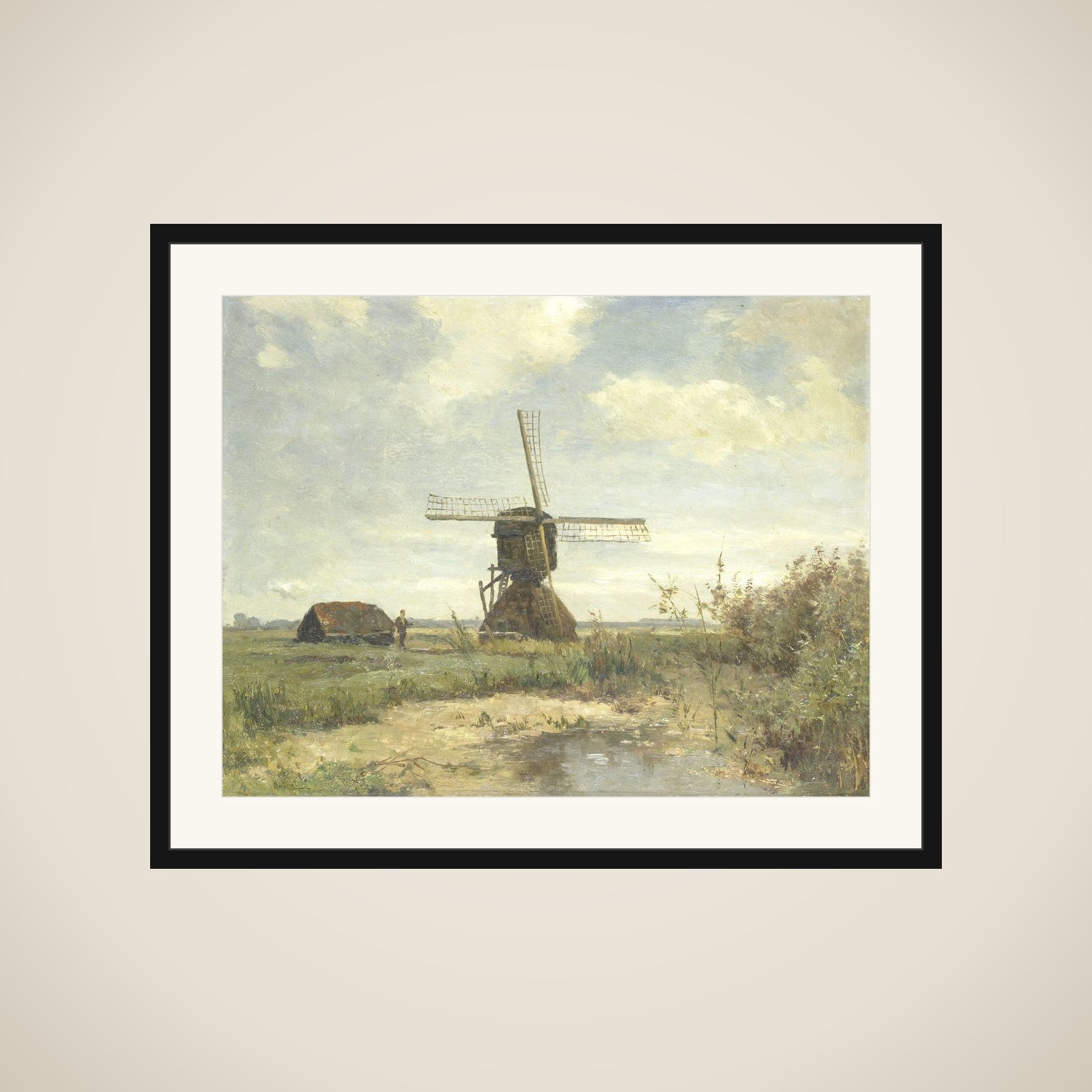 'Sunny Day', a Windmill on a Waterway framed