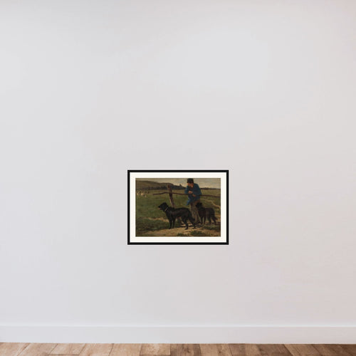 Boer met honden framed — shown to scale