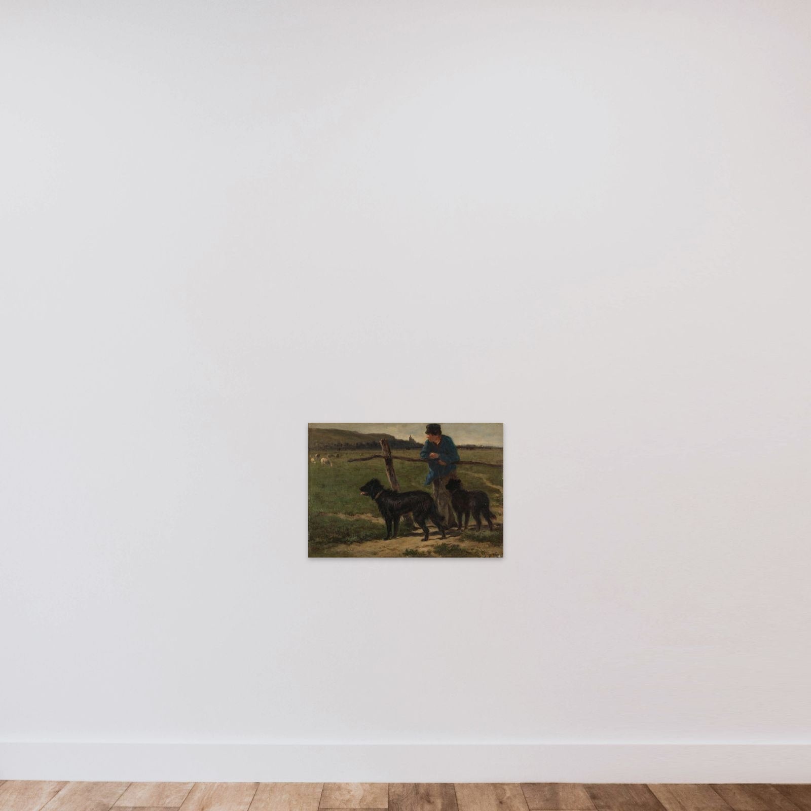 Boer met honden unframed — shown to scale