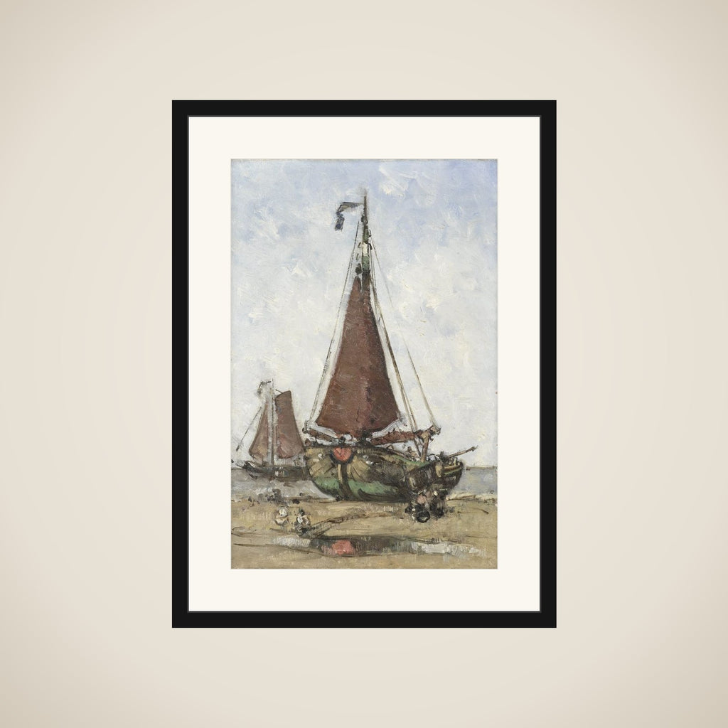 Bluff-bowed Fishing Boat on the Beach framed