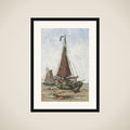 Bluff-bowed Fishing Boat on the Beach framed
