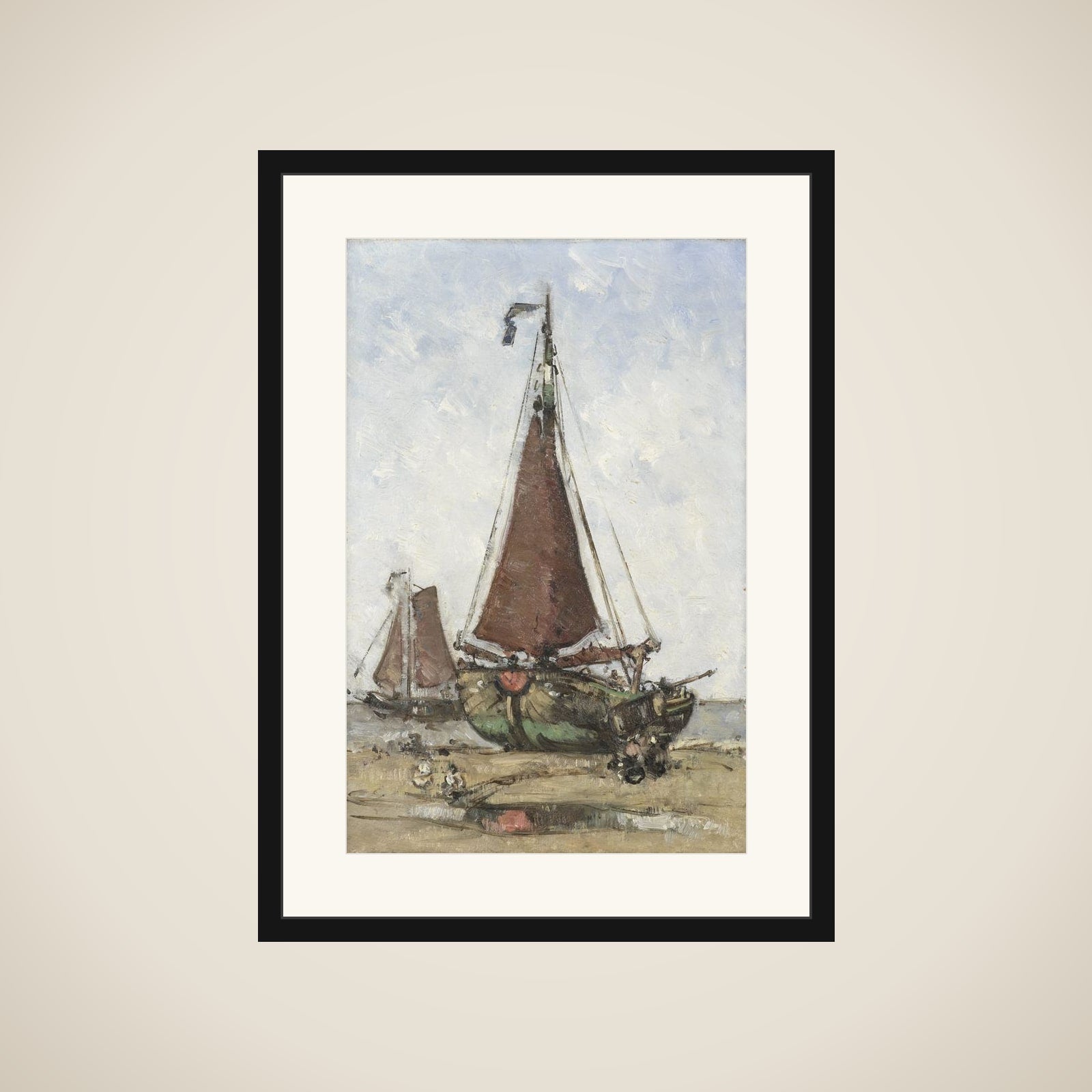Bluff-bowed Fishing Boat on the Beach framed