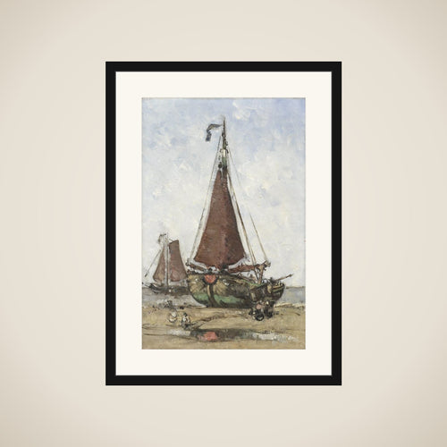 Bluff-bowed Fishing Boat on the Beach framed