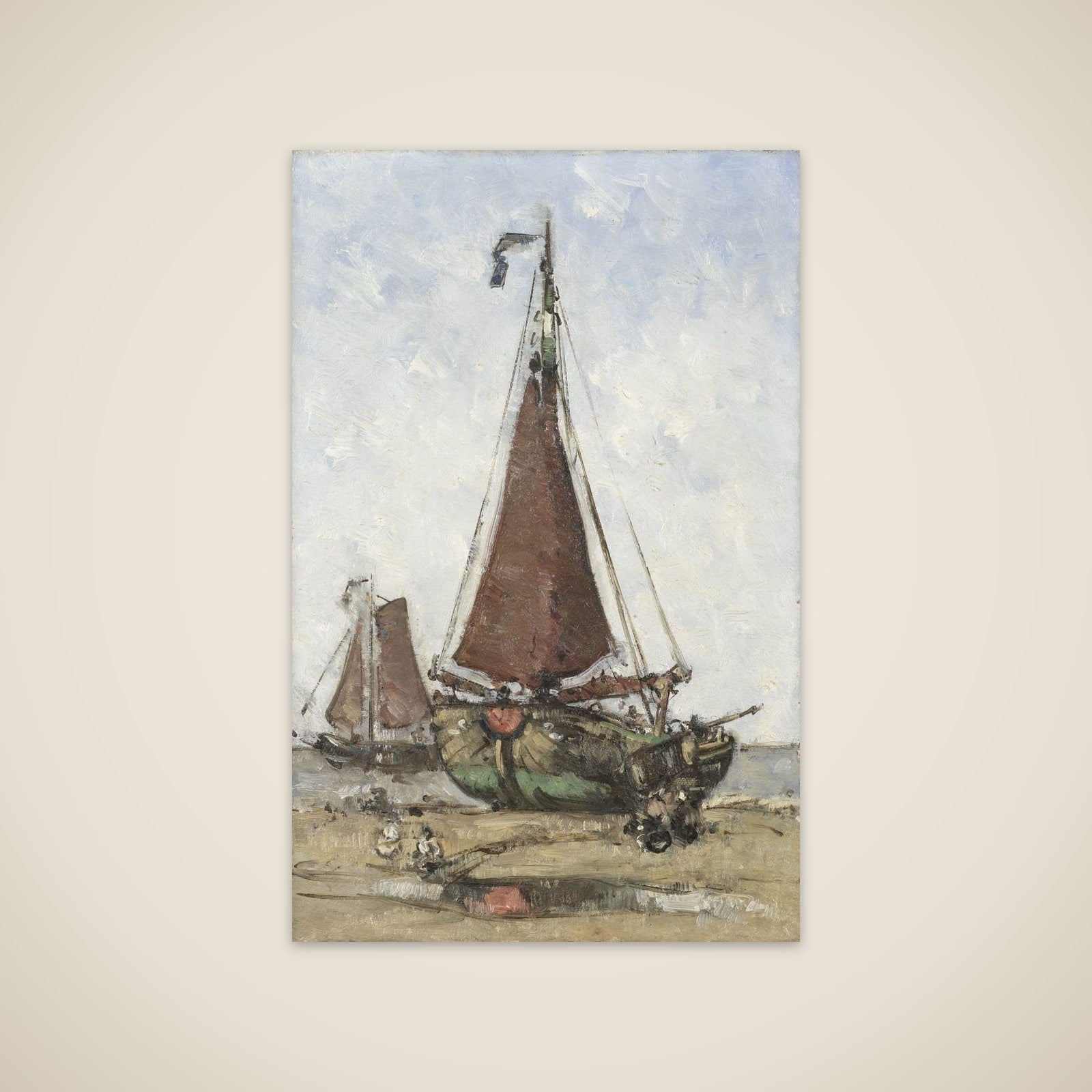Bluff-bowed Fishing Boat on the Beach unframed print