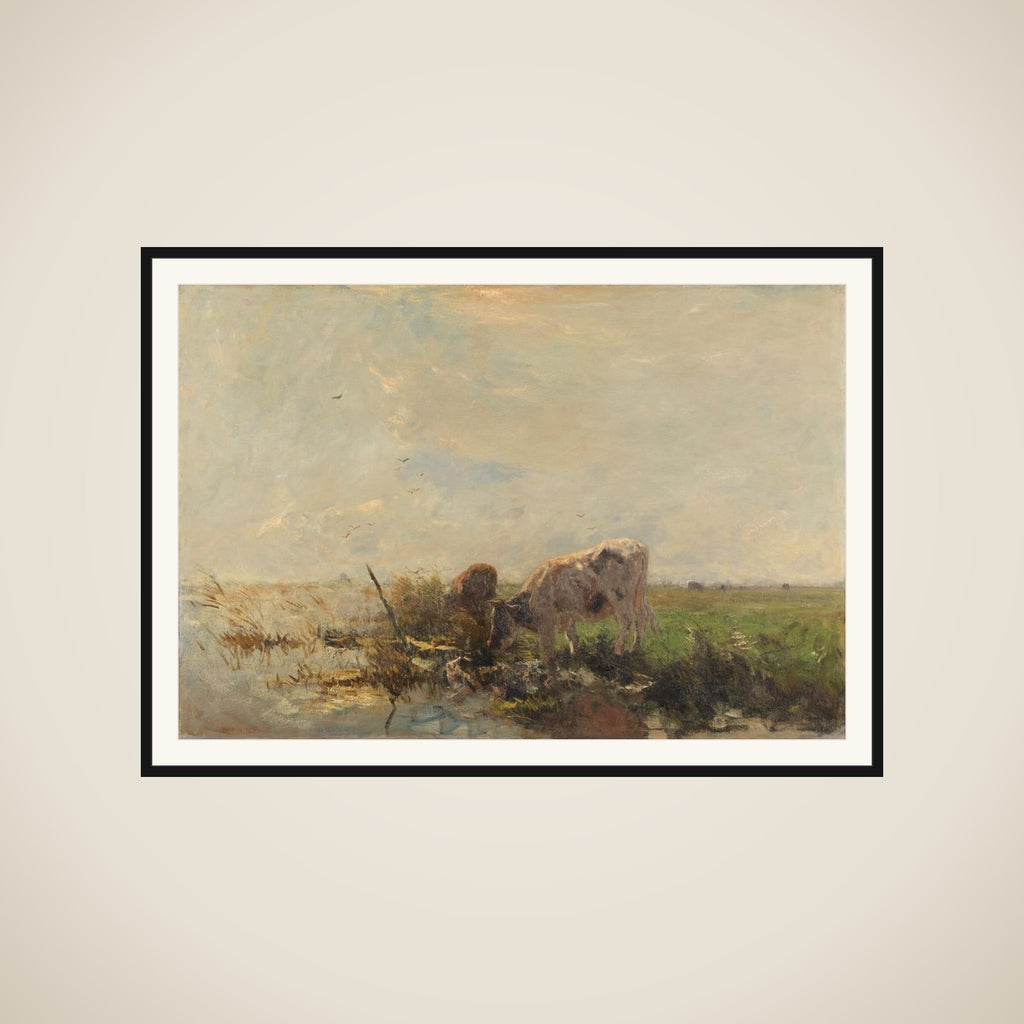 Koeien aan een plas framed
