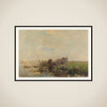 Koeien aan een plas framed