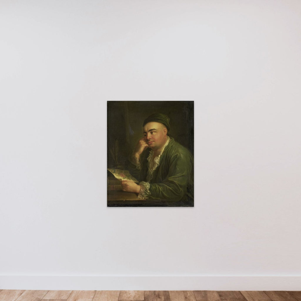 A Man with a Drawing of Flowers, so-called Portrait of Jacob Feitama Jr, Merchant in Amsterdam unframed — shown to scale