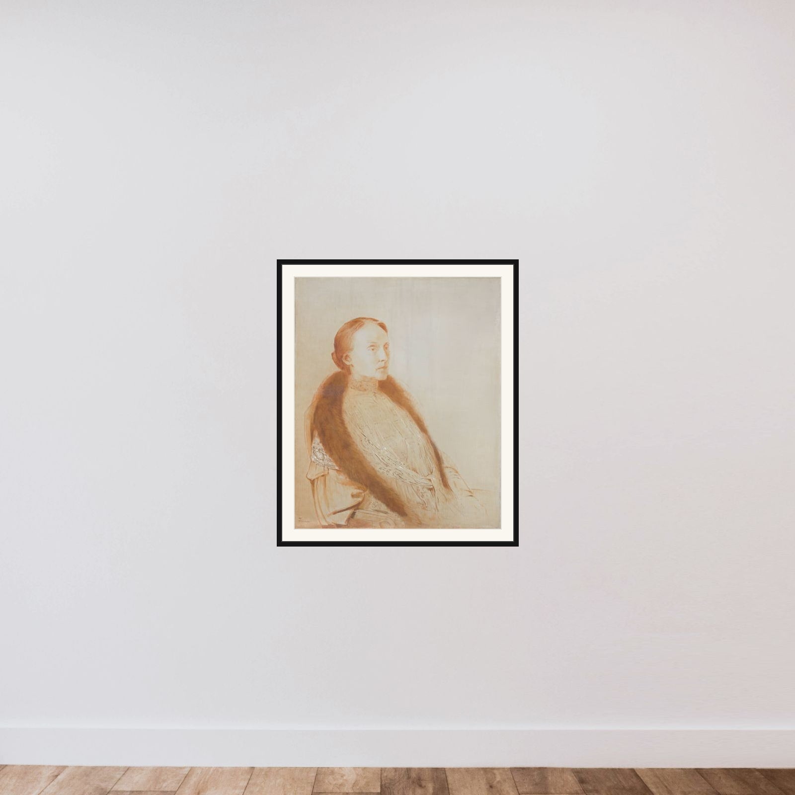 Portrait of A.M.L. Bonger-van der Linden framed — shown to scale