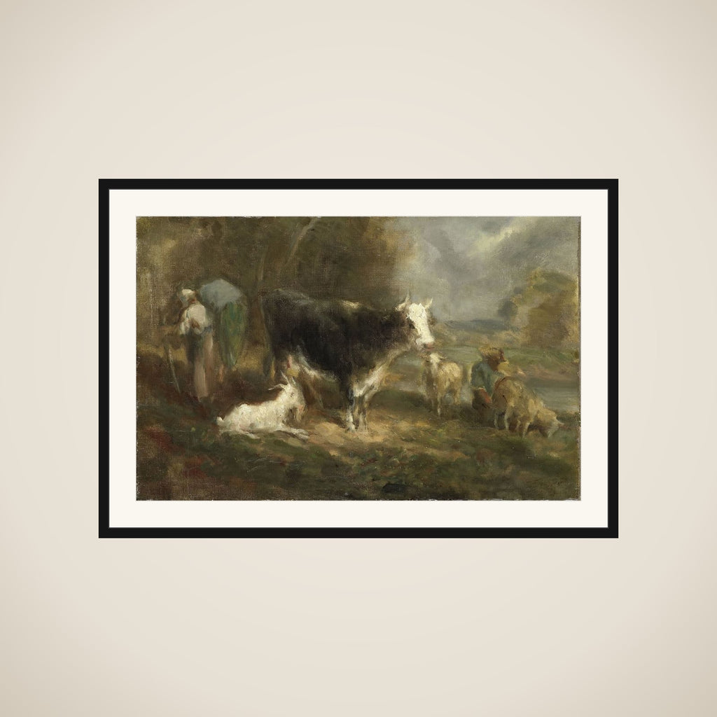 Farmyard with Cattle framed