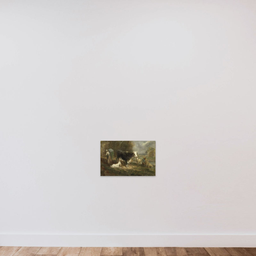 Farmyard with Cattle unframed — shown to scale