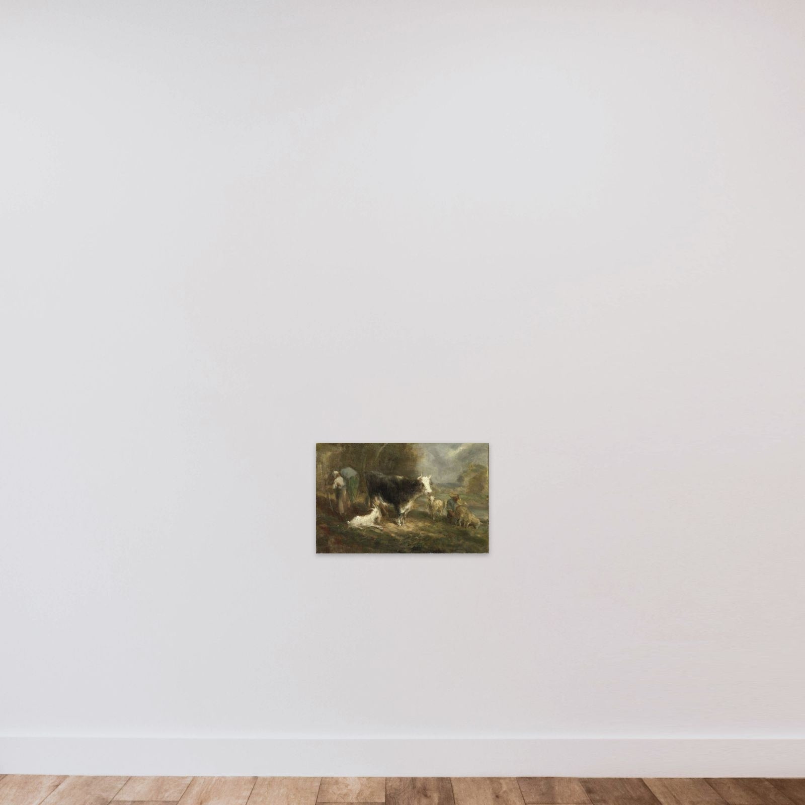 Farmyard with Cattle unframed — shown to scale
