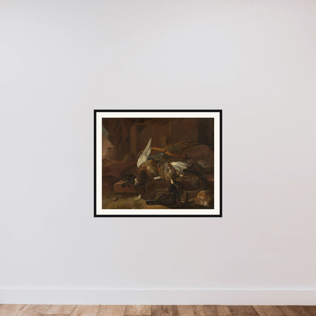 A Hunter's Bag framed — shown to scale