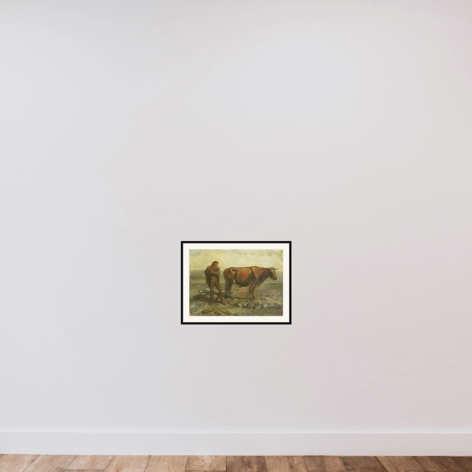 Plowing Peasant framed — shown to scale