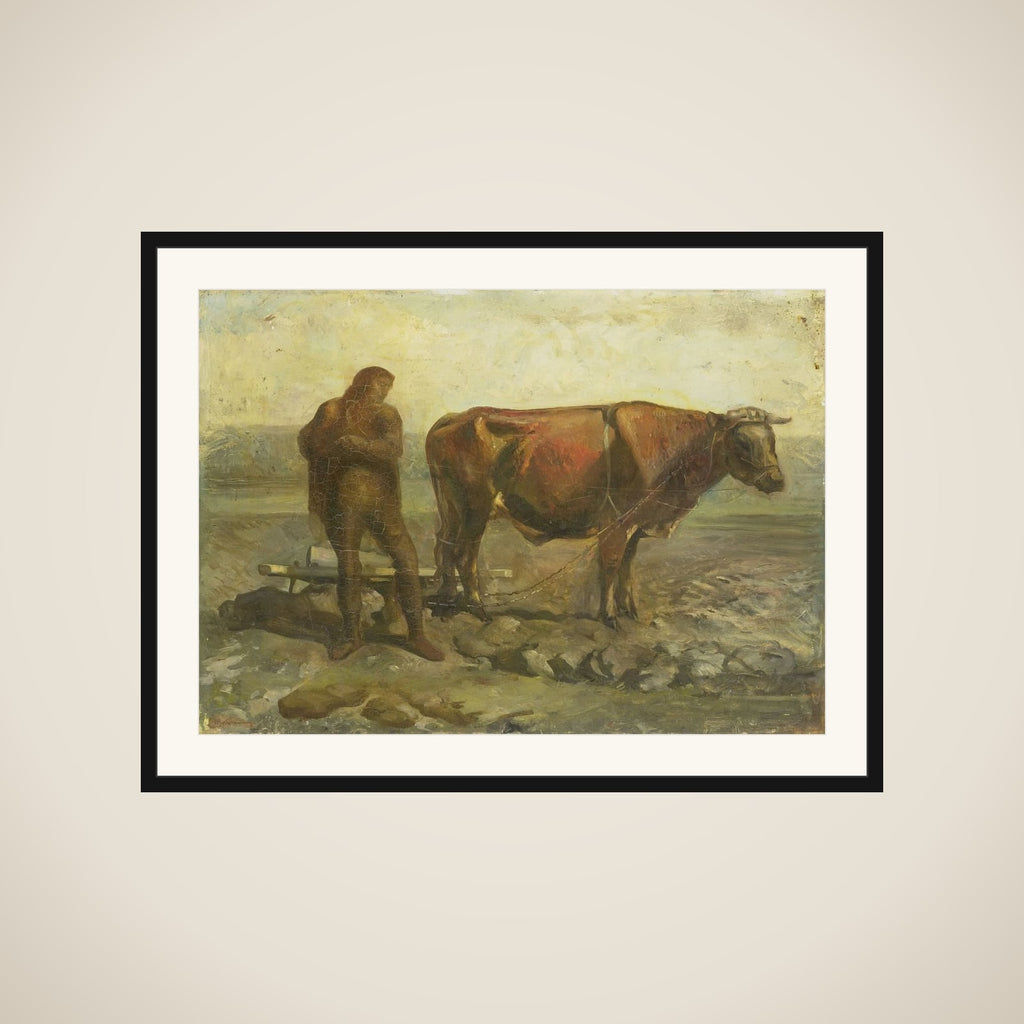 Plowing Peasant framed