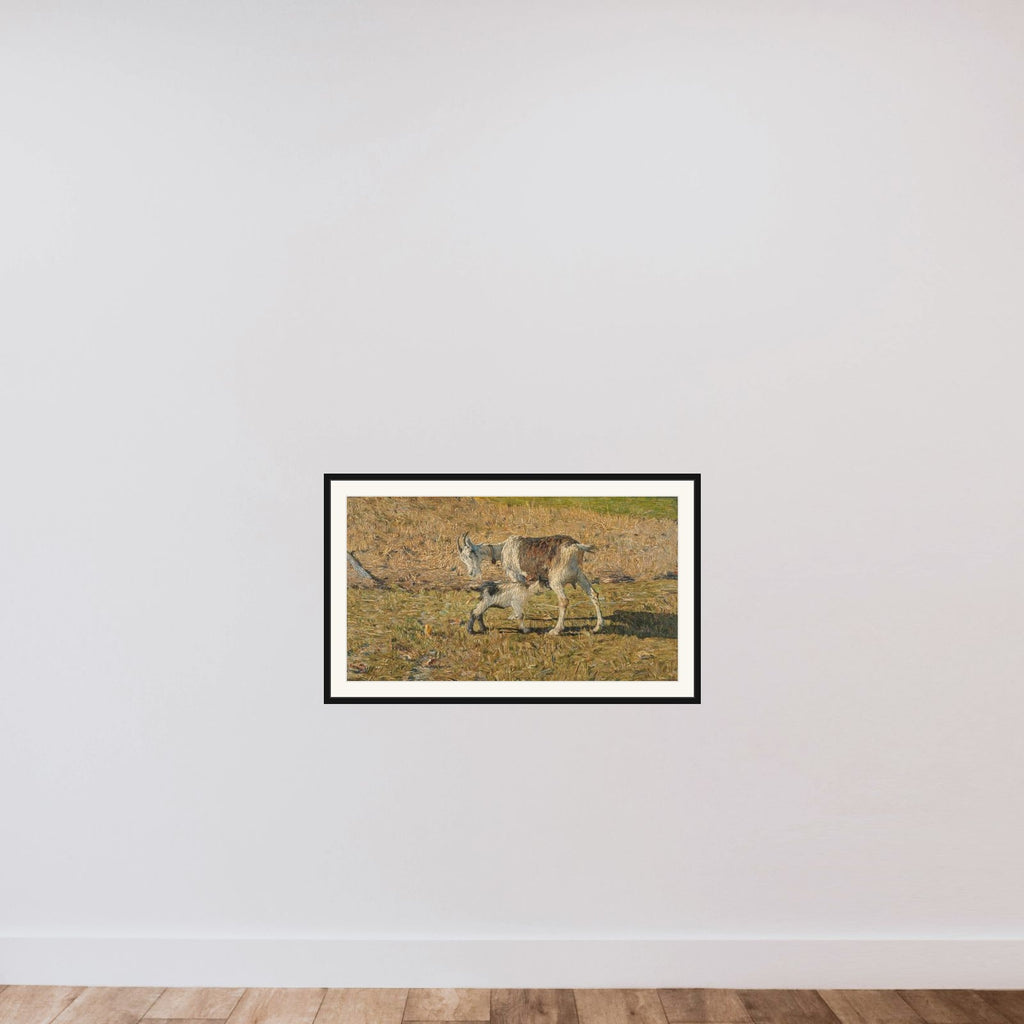 A Goat with her Kid framed — shown to scale