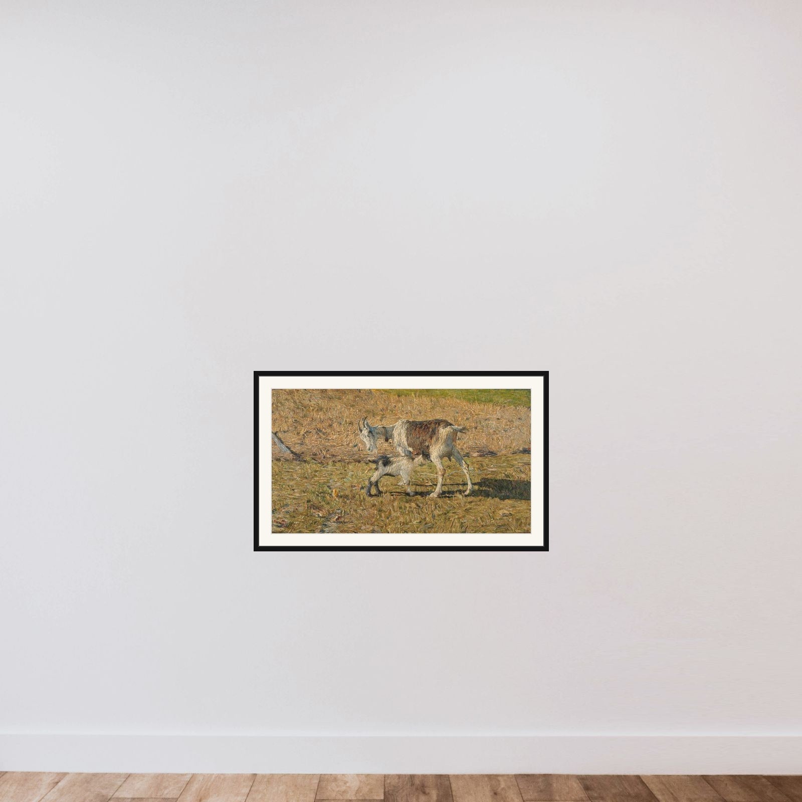 A Goat with her Kid framed — shown to scale