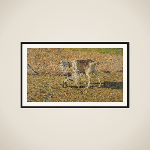 A Goat with her Kid framed