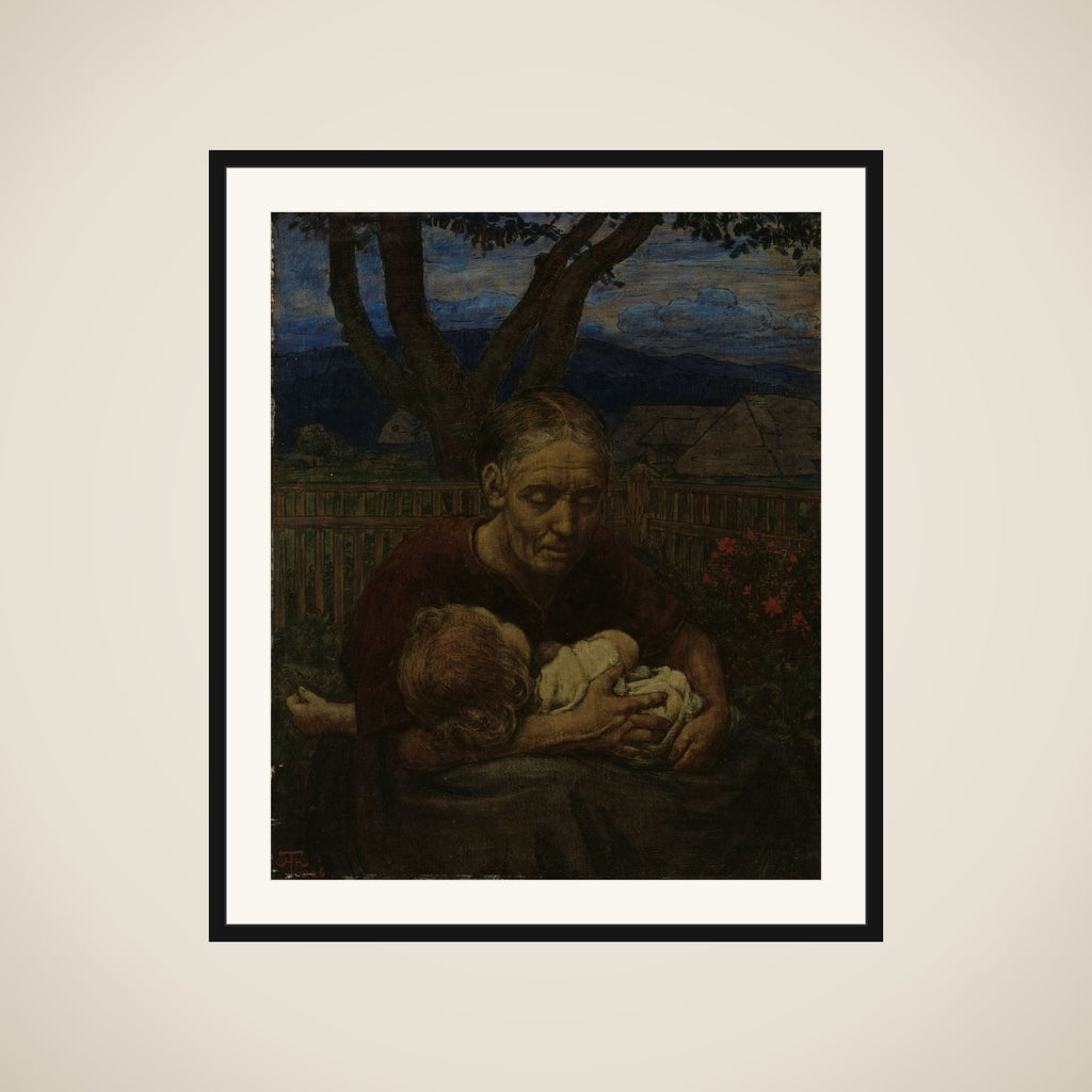 Mother and Child in a garden framed