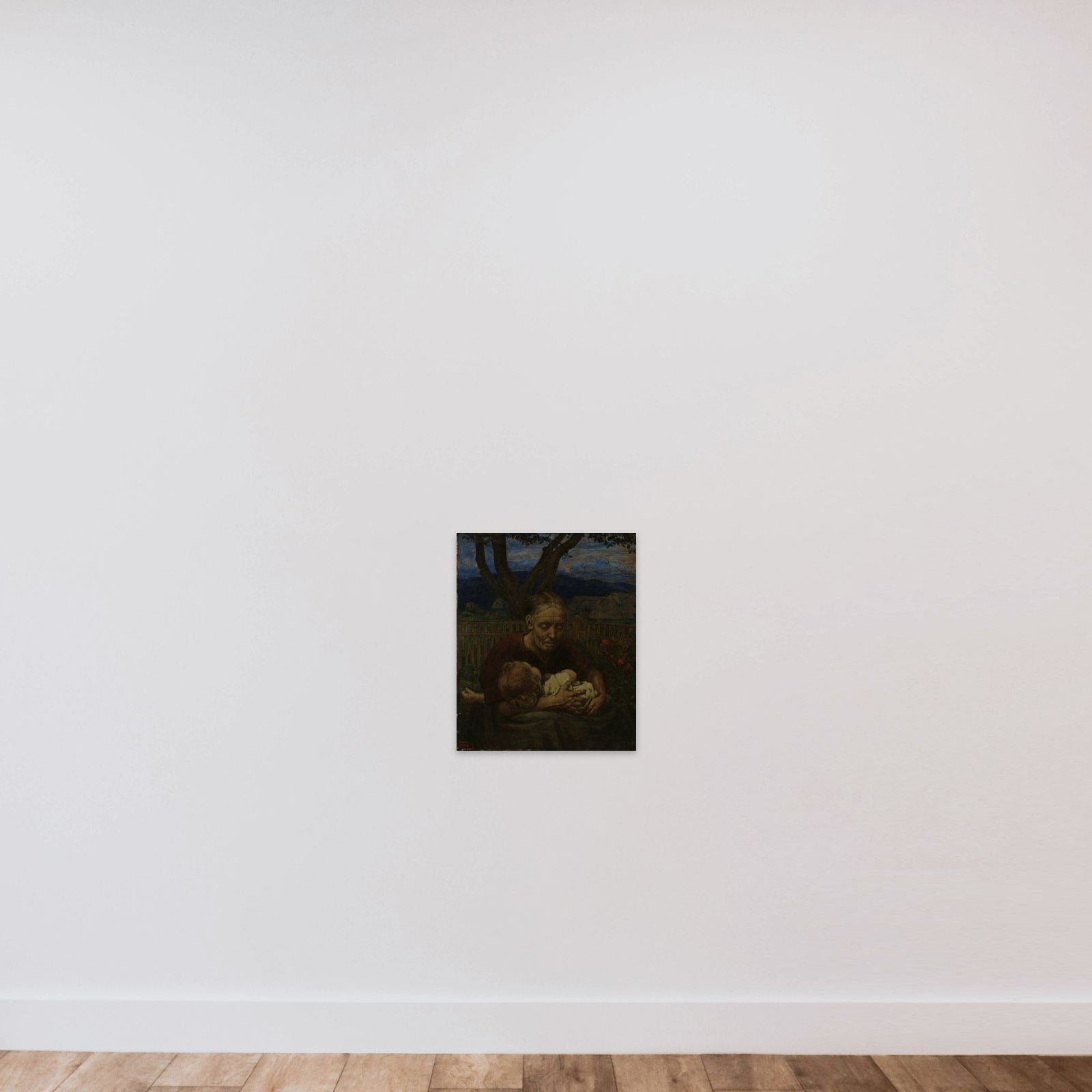 Mother and Child in a garden unframed — shown to scale