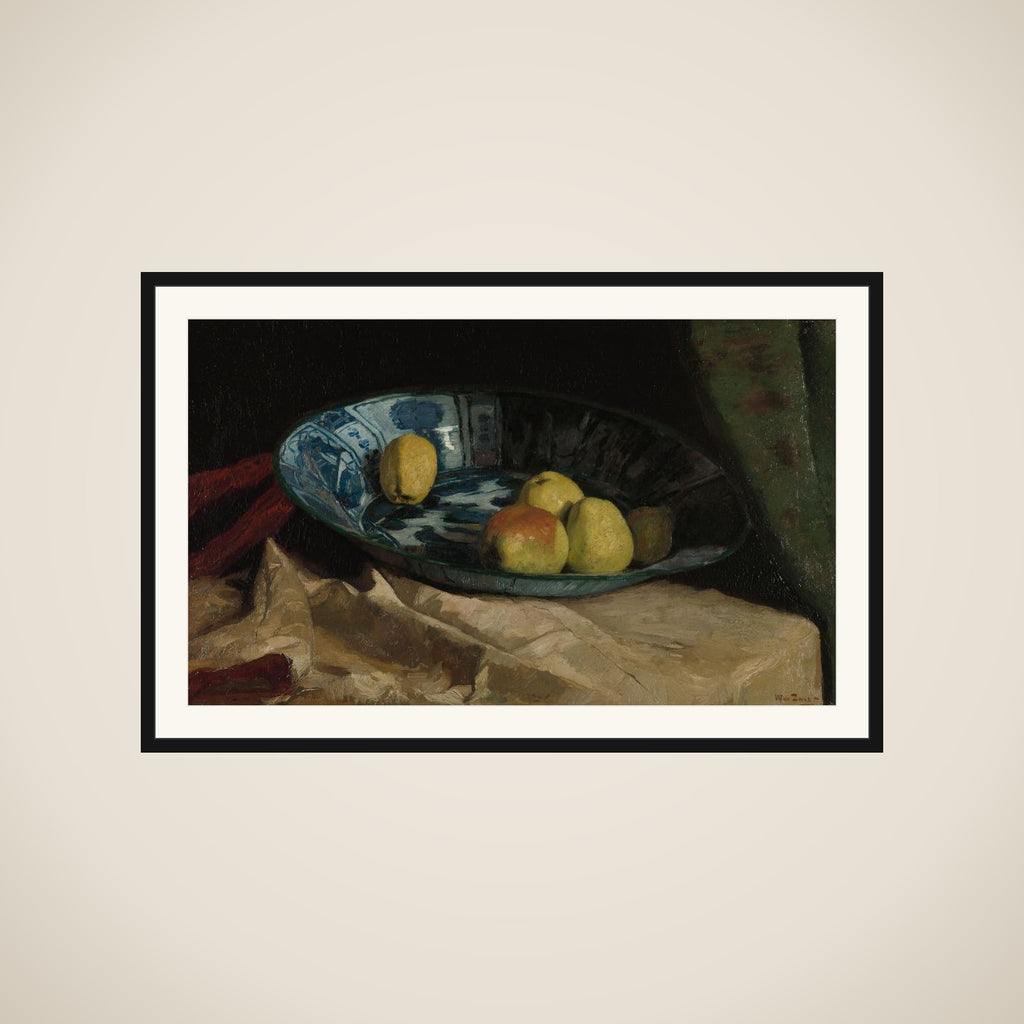 Still Life with Apples in a Delft Blue Bowl framed