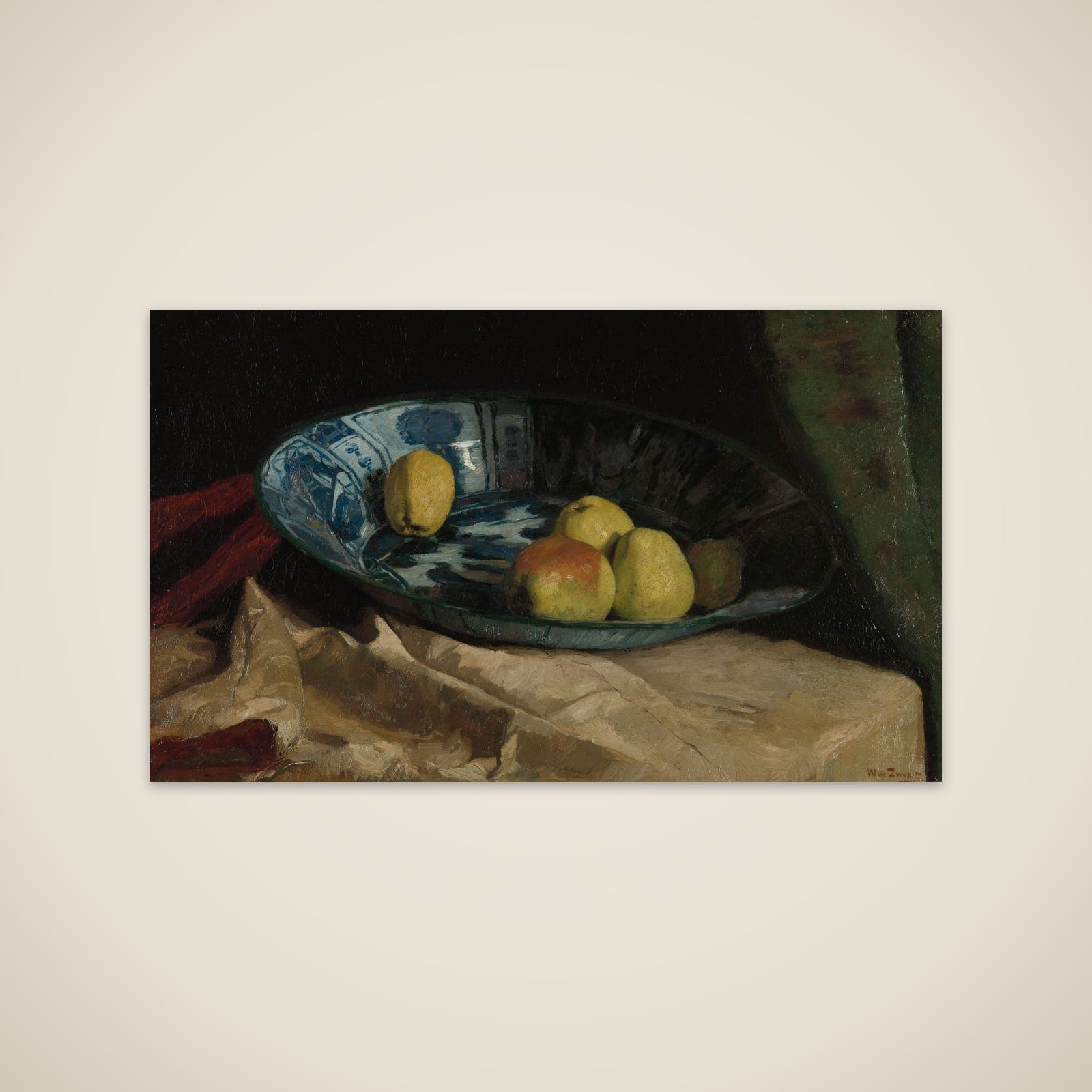 Still Life with Apples in a Delft Blue Bowl unframed print