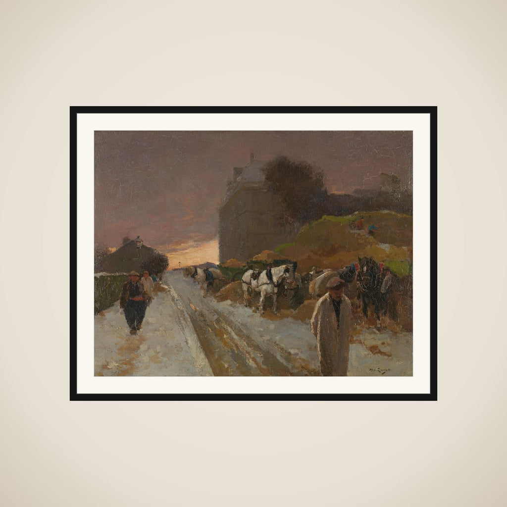 Street in Montmartre, Paris, in the Winter framed