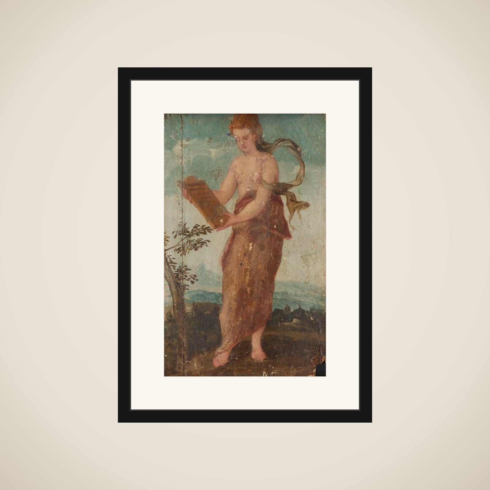 Woman with Text Panel framed