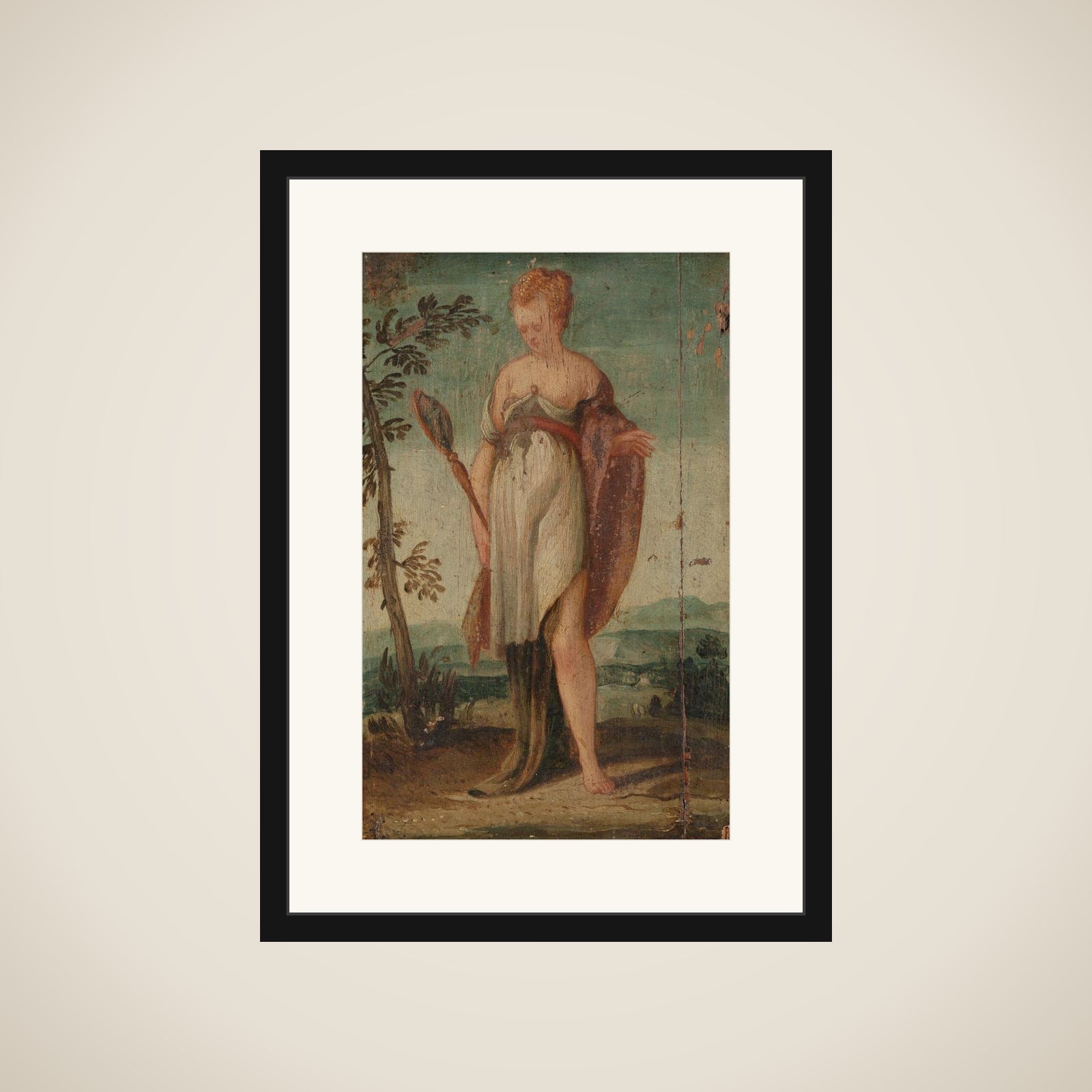 Woman with Mirror framed