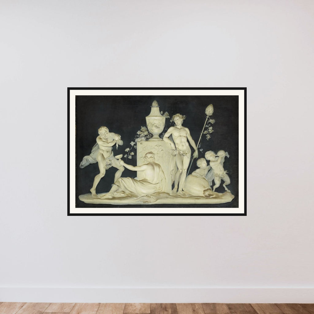 Bacchic Scene framed — shown to scale