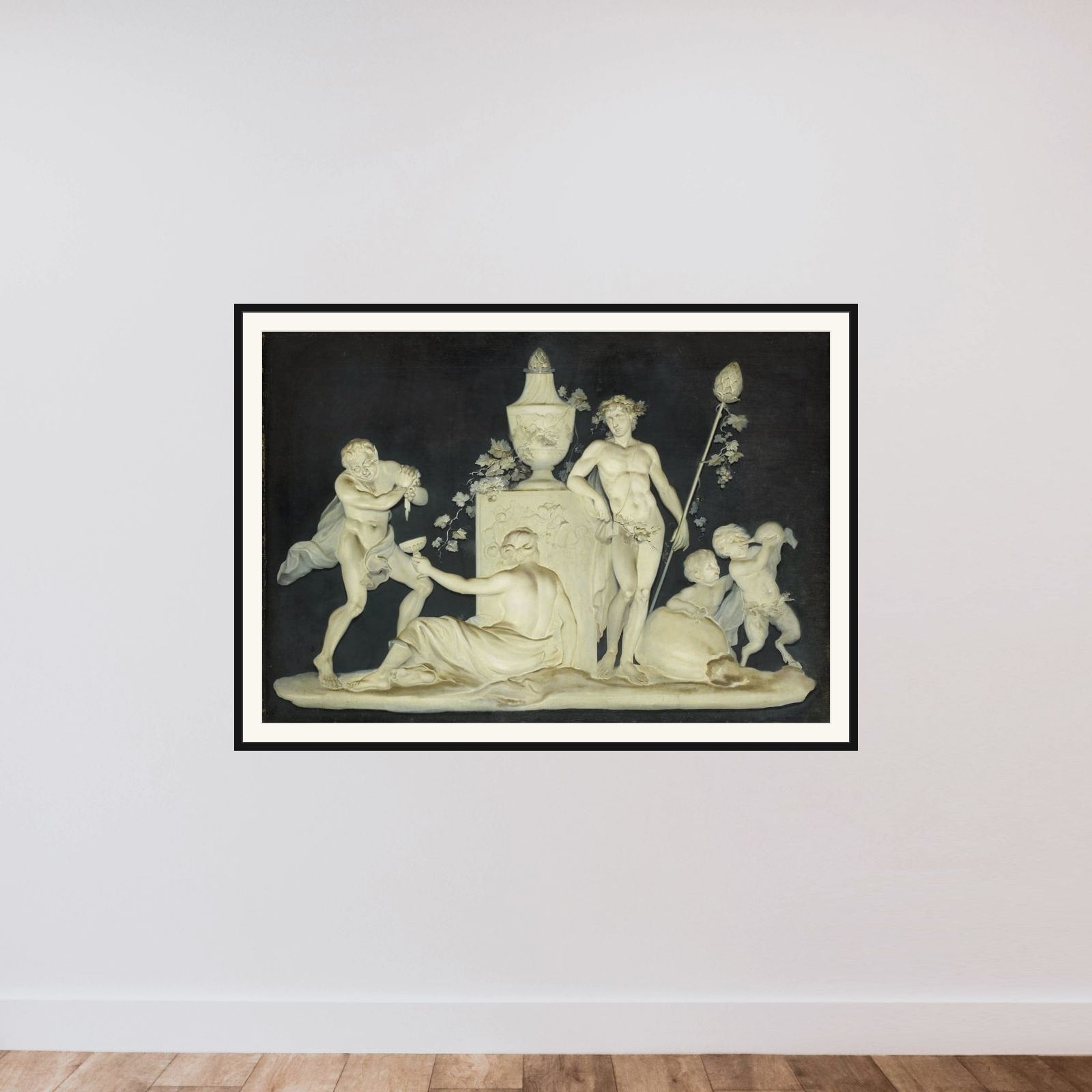 Bacchic Scene framed — shown to scale