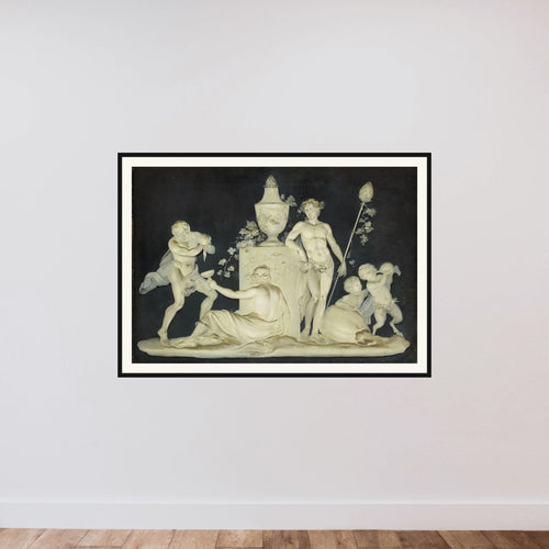 Bacchic Scene framed — shown to scale
