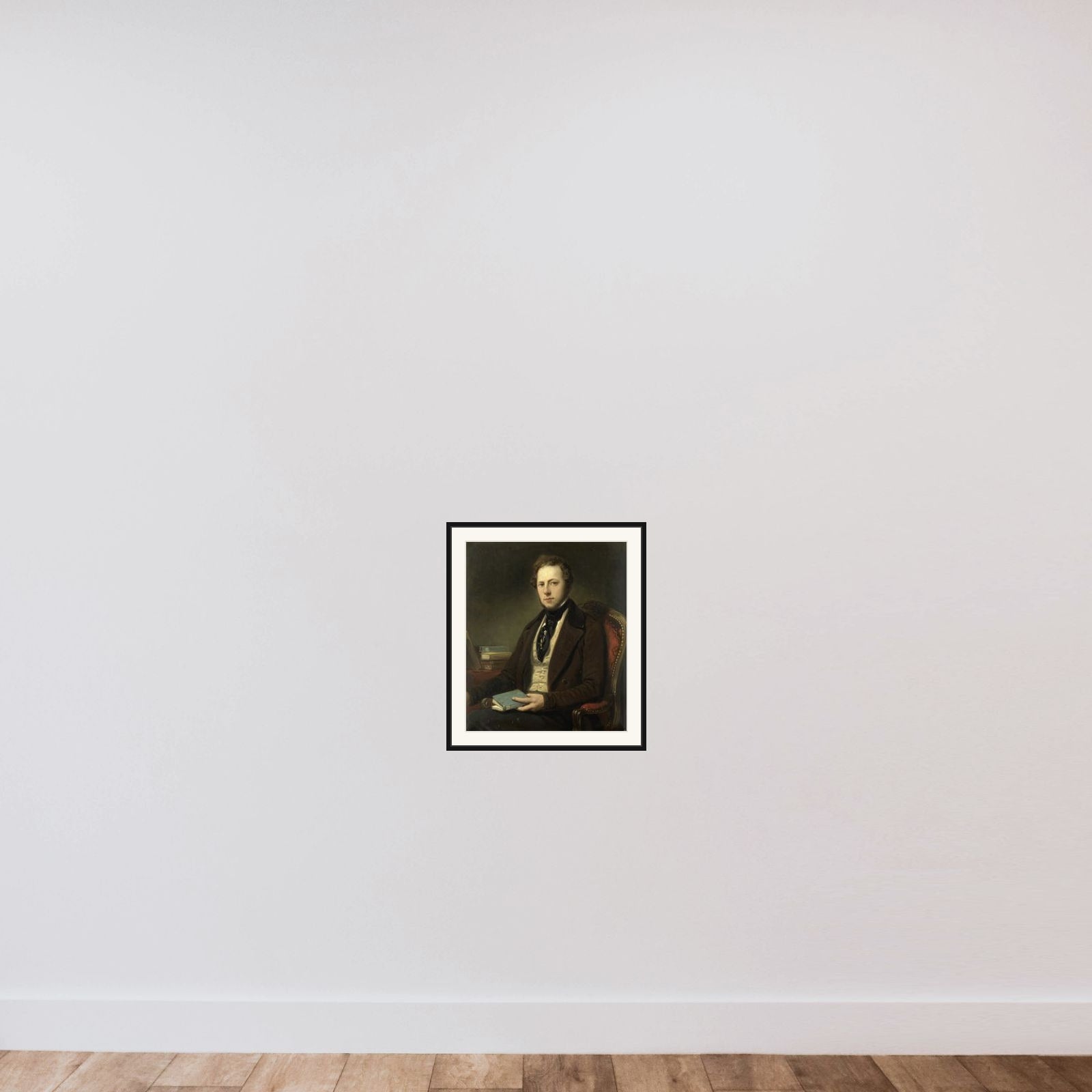 Portrait of a Man, perhaps Petrus Augustus de Genestet (1829-1861) framed — shown to scale