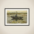 Man in een roeiboot framed