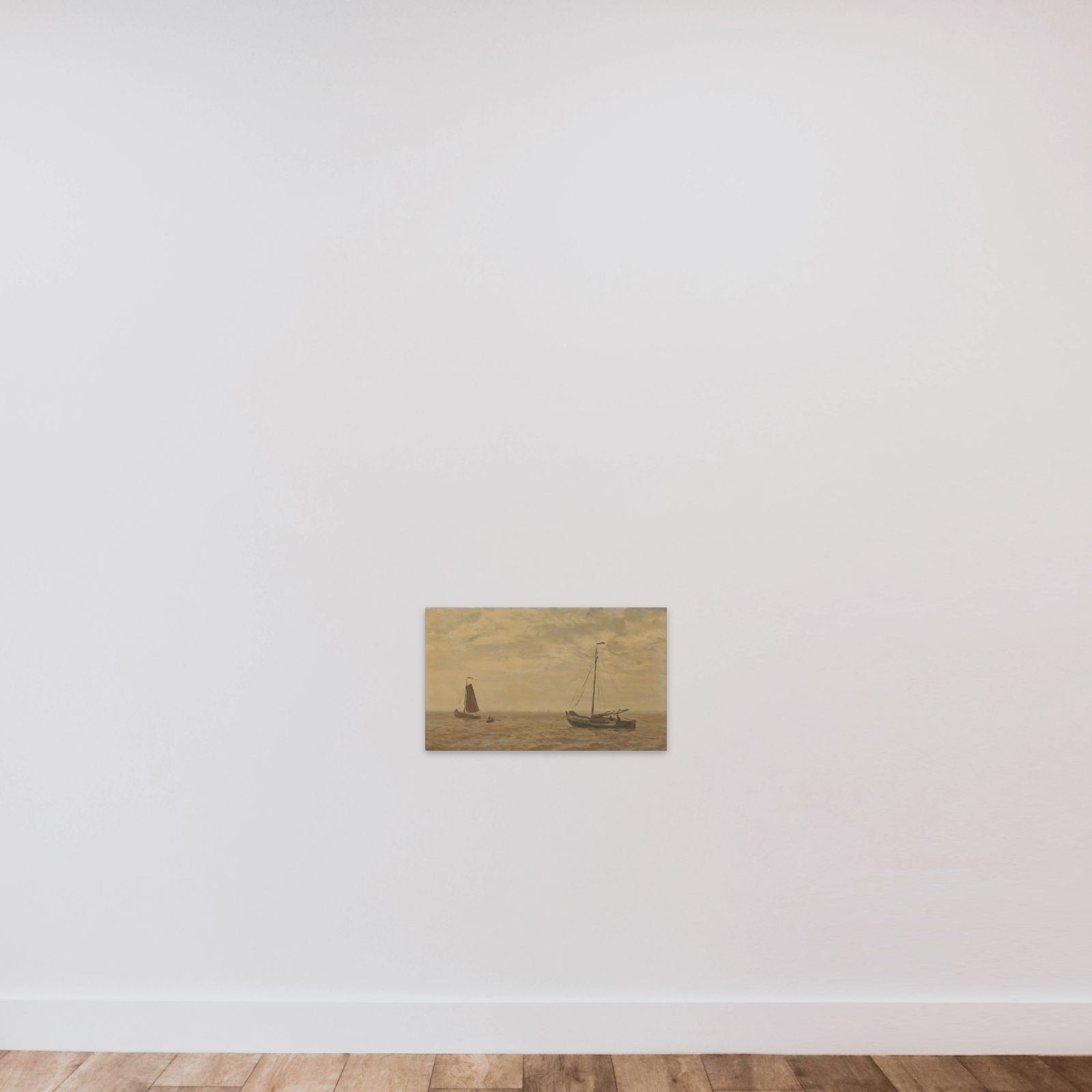 Zeegezicht met vissersschuiten unframed — shown to scale