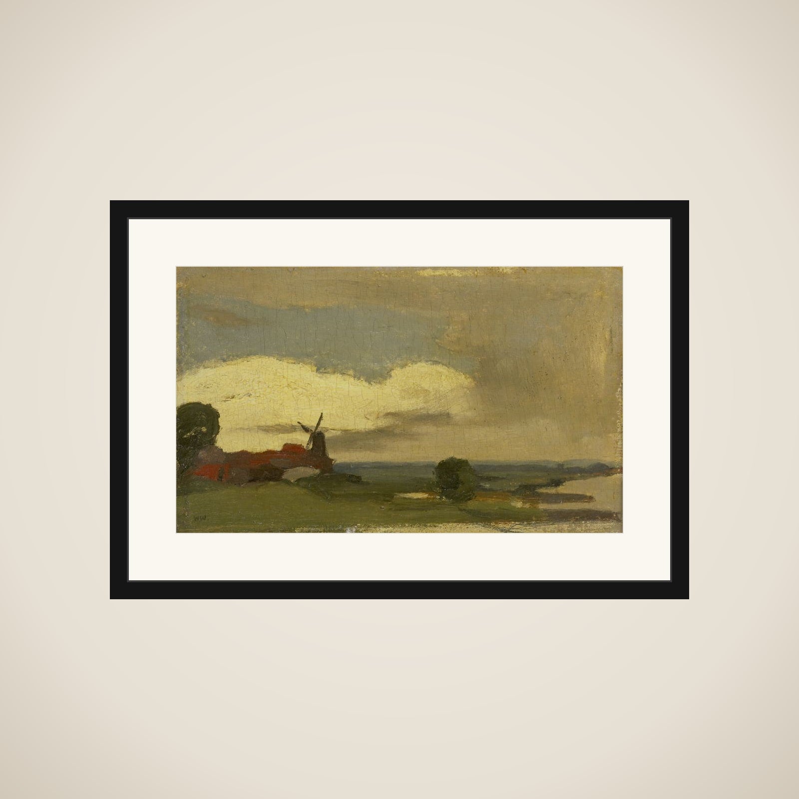 Landscape with de molen van Wijk bij Duurstede framed